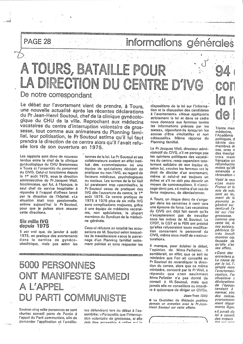 article quotidien du medecin